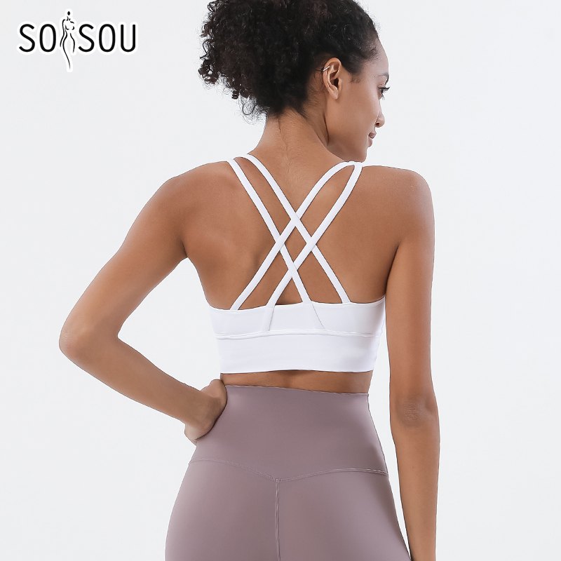 SOISOU-Sujetador deportivo de nailon para mujer, corpiños y corsés, Top Sexy, ropa interior transpirable para Fitness, Yoga, gimnasio, 30 colores