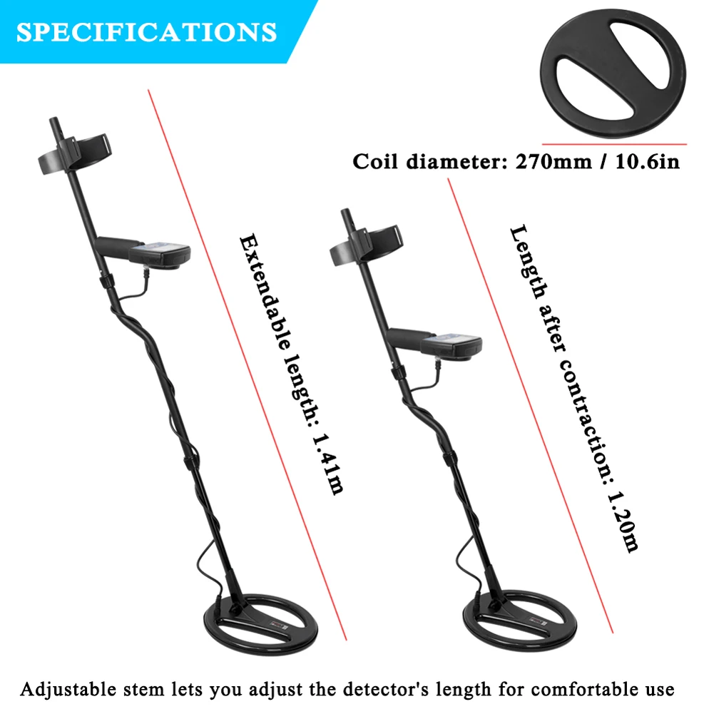 MT705 เครื่องตรวจจับโลหะ Pinpointer 270 มม.18.75KHZ กันน้ําค้นหา COIL ทองเครื่องตรวจจับ Treasure Hunter Tracker โลหะ Finder
