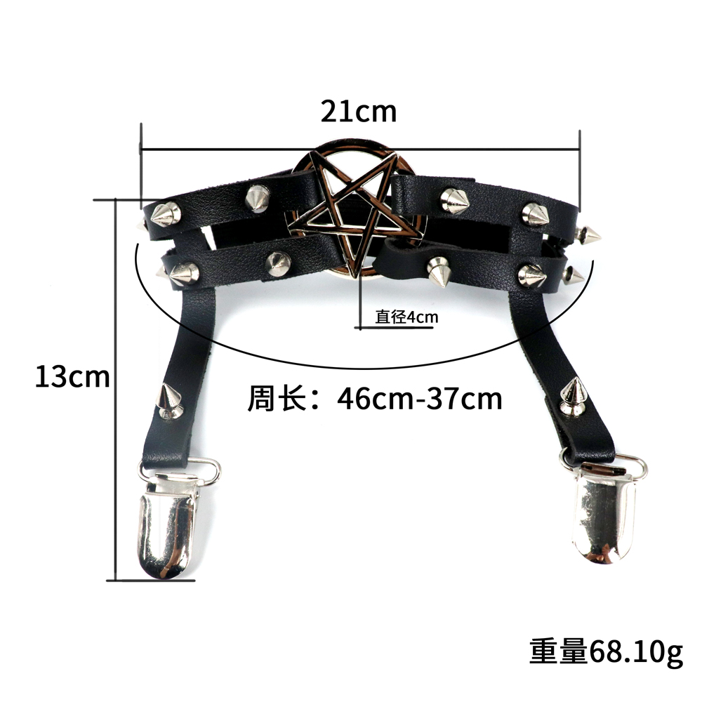 UYEE สายคล้องขา Garter เข็มขัด Pentagram ต้นขาสายรัดผู้หญิง Goth คอสเพลย์อุปกรณ์เสริม Harajuku Egirl เครื่องประดับ