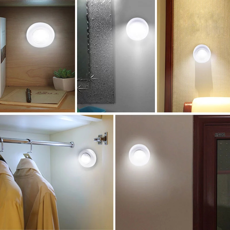 Miniluz LED nocturna táctil con batería, armarios, muebles, dormitorio, cabecera, prensa manual, lámparas de noche, iluminación de cocina, 1/2/3/5 Uds.