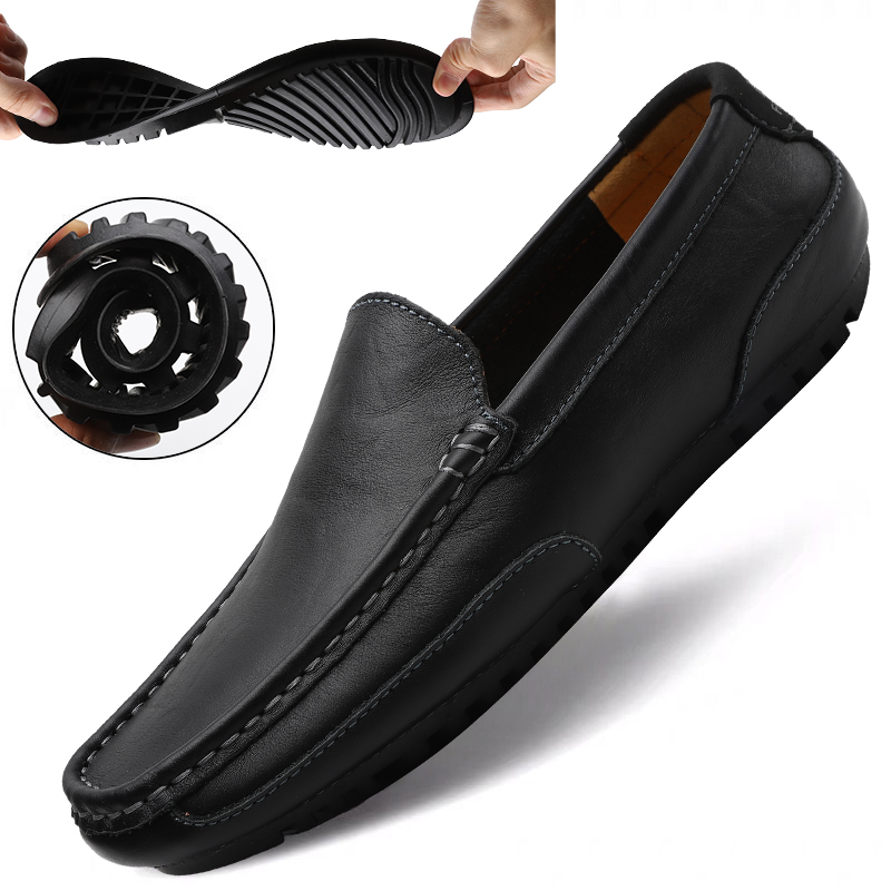 Sapatos masculinos de couro luxo na moda 2024 casual deslizamento em mocassins formais mocassins italiano preto masculino sapatos de condução tênis