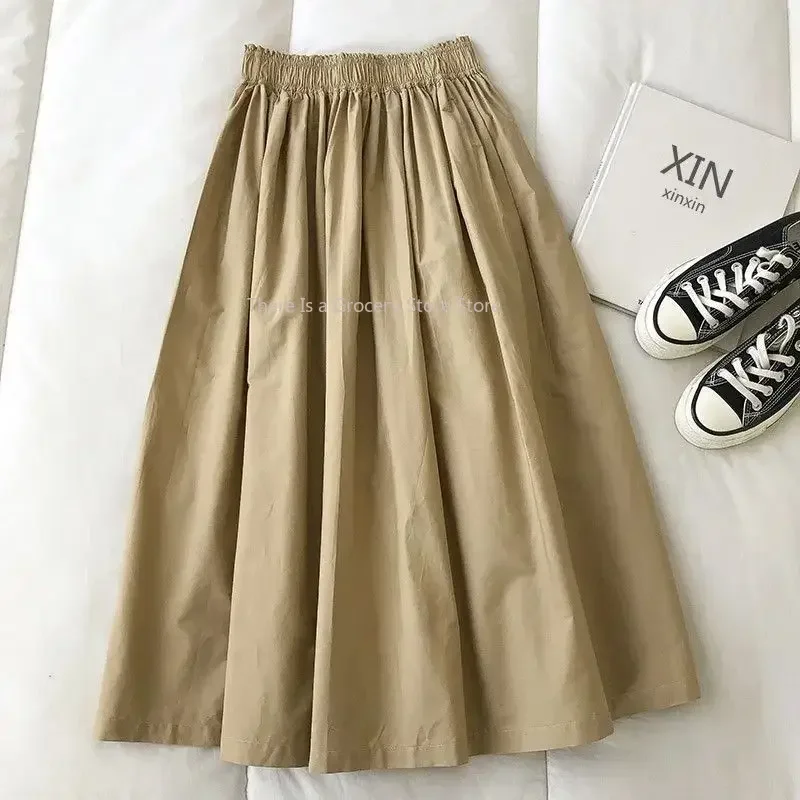 Jupe midi plissée noire pour femme, style auditif, vêtements vintage, décontractés, à la mode, pour le travail, nouvelle collection été 2024