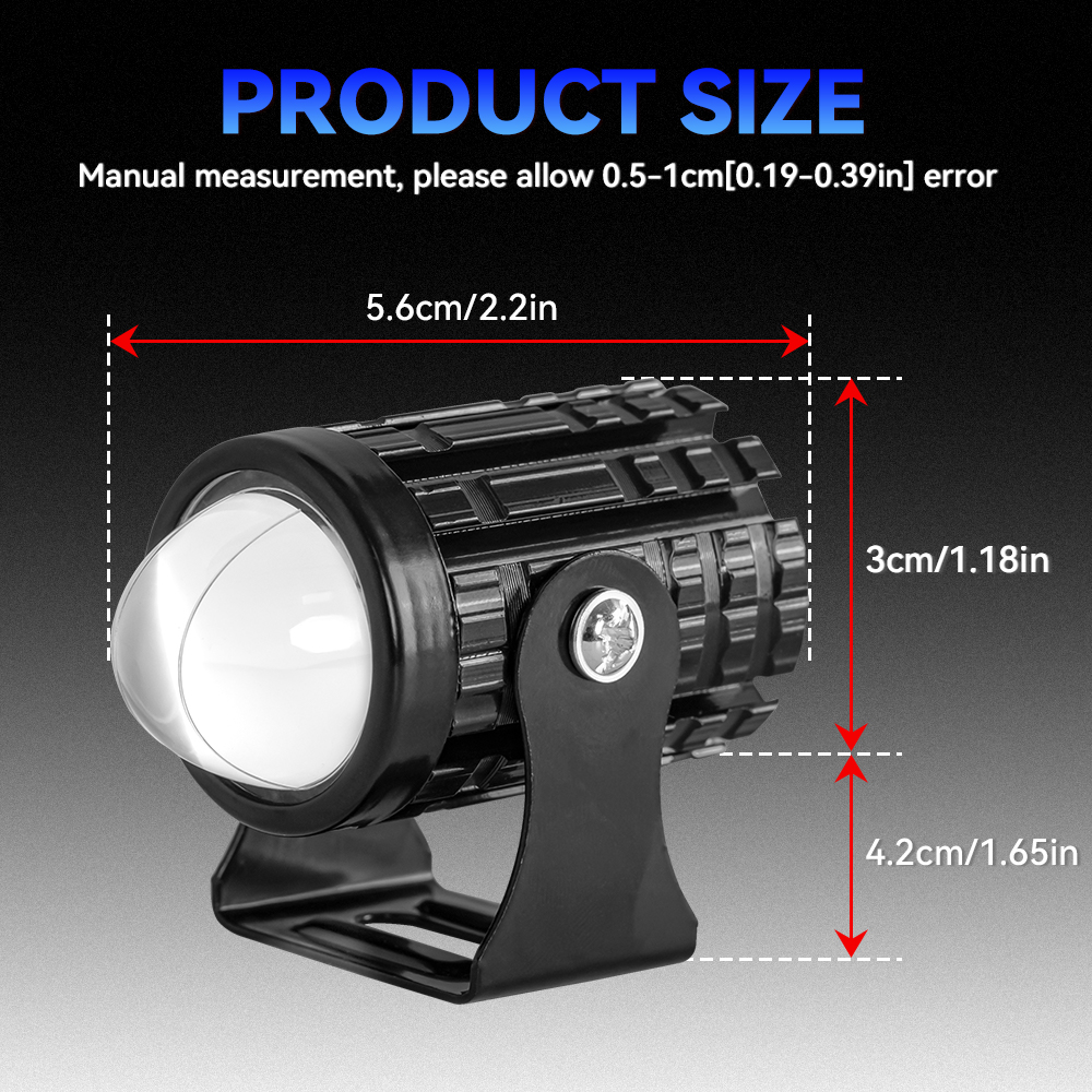 2 stks Super Heldere Motorfiets Spotlight LED Koplamp Projector Fisheye Lens LED Moto Mistlampen Extra Verlichting Met Schakelaar