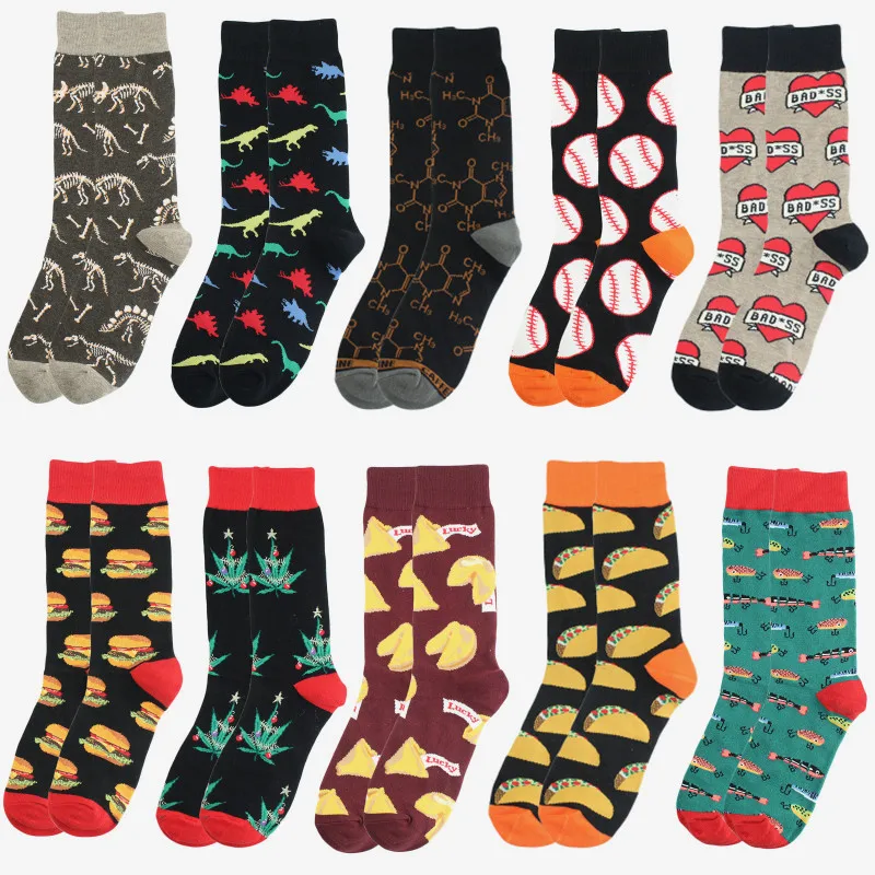 Calcetines de algodón con estilo para hombre, cómodos patinetas de colores para razones informales, interesantes calcetines de boda con geometría de tiburones