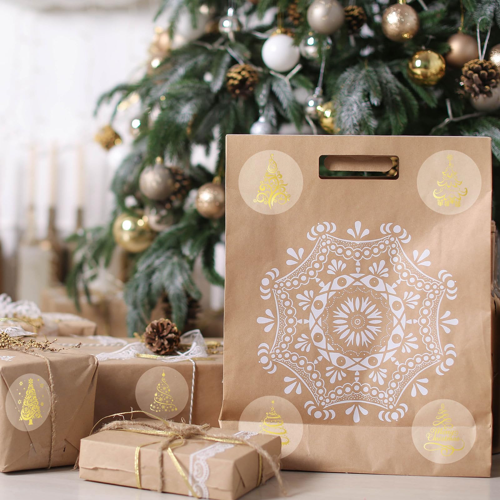 500pcs Clear Christmas Stickers Roll Seal Stickers Self-Adhesive Seals Label Decals for Holiday Invitations Cards Gift Decor