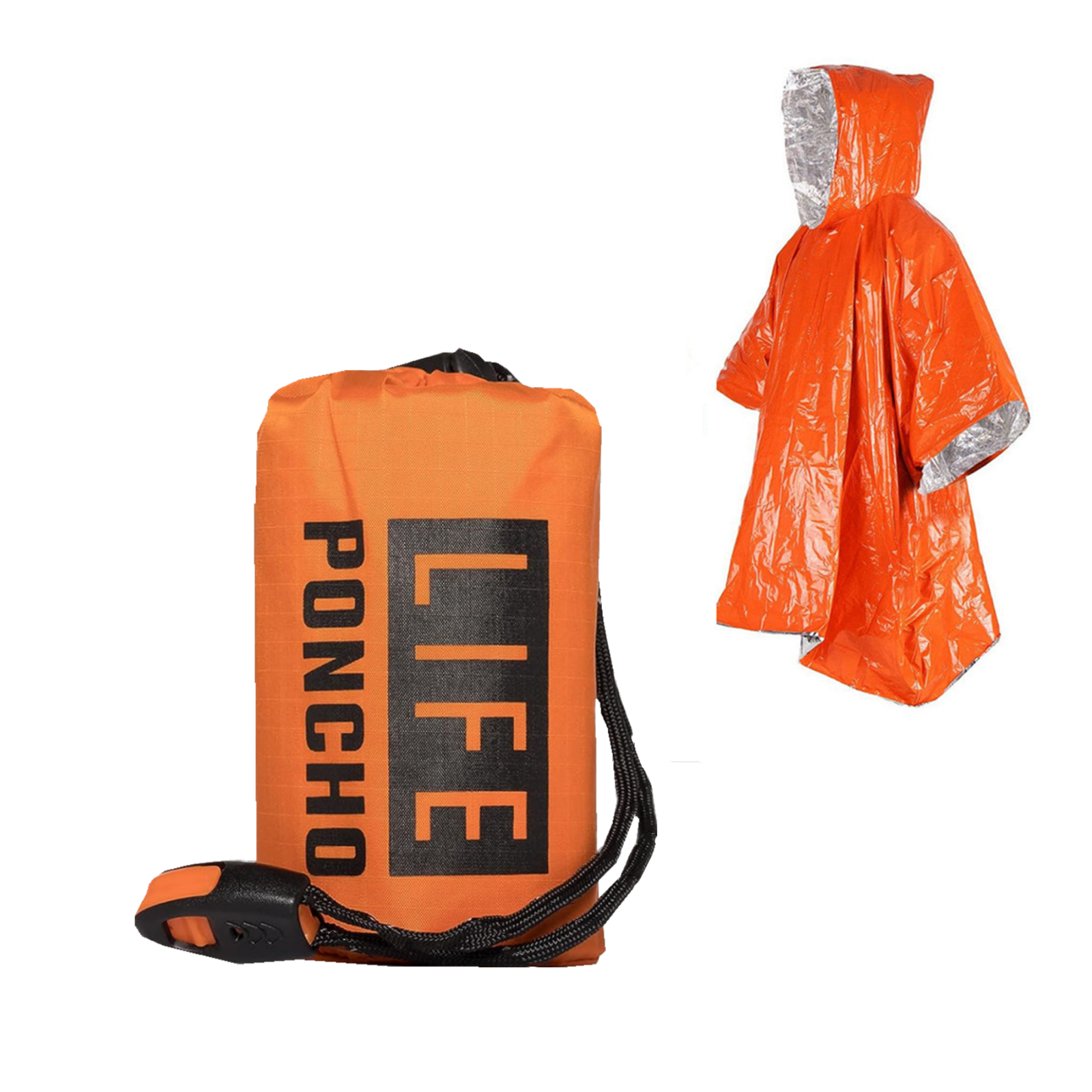 LIFE Poncho Notfall-Überlebens-Regenponcho, thermische Überlebensraumdecke, Regenmantel, wärmereflektierend, wasserdicht, für Camping, Wandern