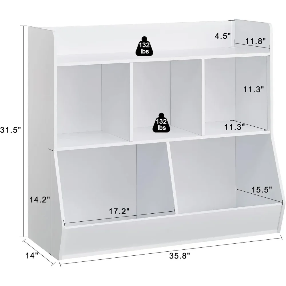 Toy Storage Organizer with Bookshelf, Cubby Children's Toy Shelf, Toy Storage Cabinet, Suitable for Children's Room, Playroom