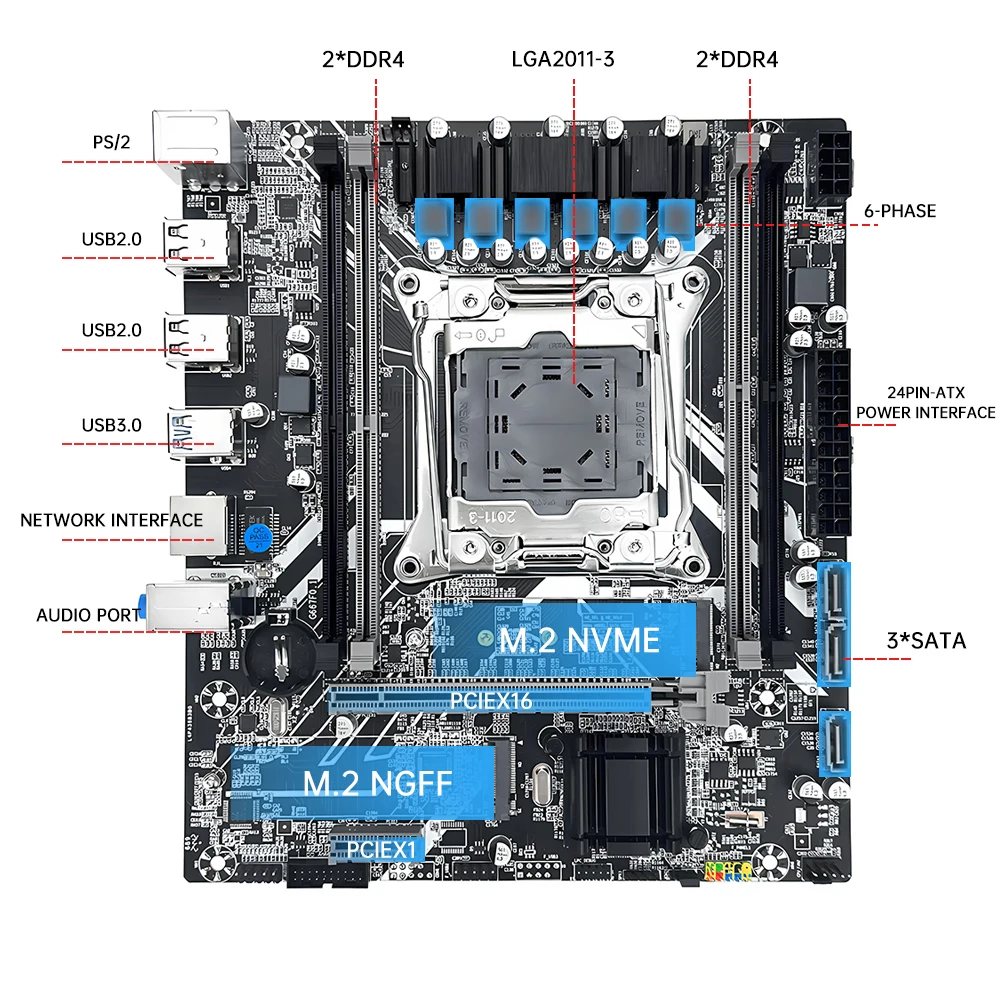 Комплект материнской платы SOYO X99 с процессором LGA2011-3 Xeon E5 2680 V4 DDR4 64 ГБ (4*16 ГБ) 2133 МГц ОЗУ NVME M.2 SATA для