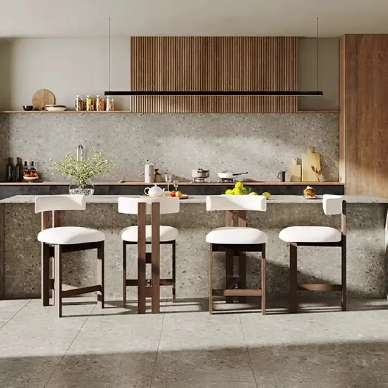 Nordic Solid Wood High Chairs Reception Soft Unique Lounge Bar Chairs Ergonomic Minimalist Restaurante Muebles Trendy Furniture