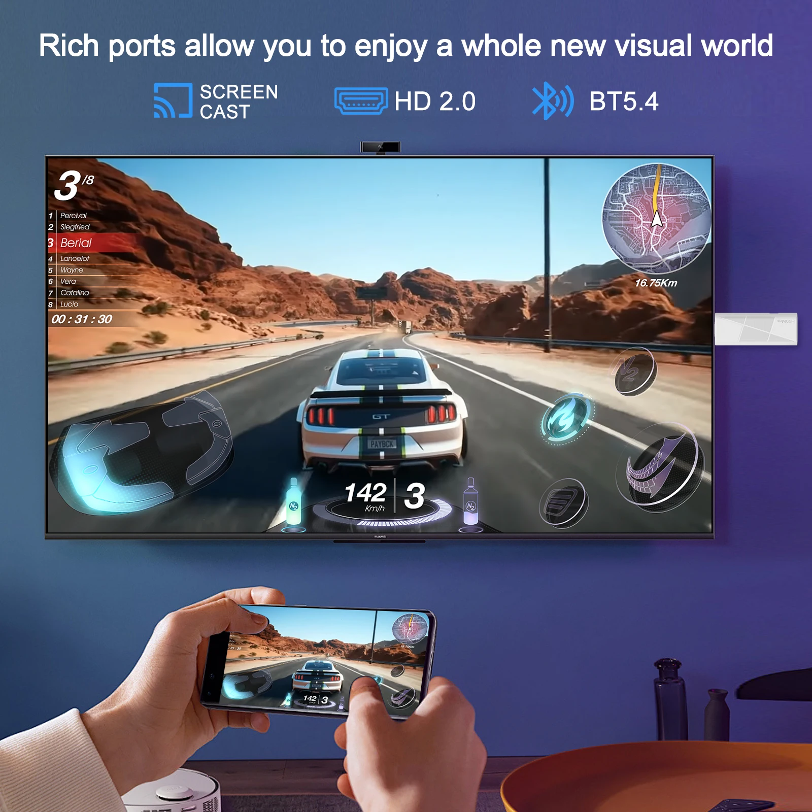 H96 MAX RK3518 Stick mini TV Box Android14.0 Wifi6 BT5.4 4KHD Dongle 100M Ethernet Google Voice Assistant Media Player TV Stick