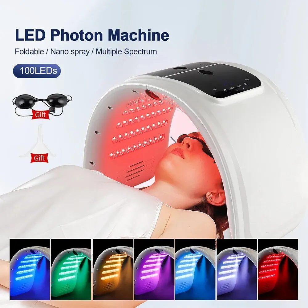 LEDフェイシャルスプレー,ナノミストマスク,7色,フォトンマシン,顔と体,サロン,スパ,家庭用,スキンケア
