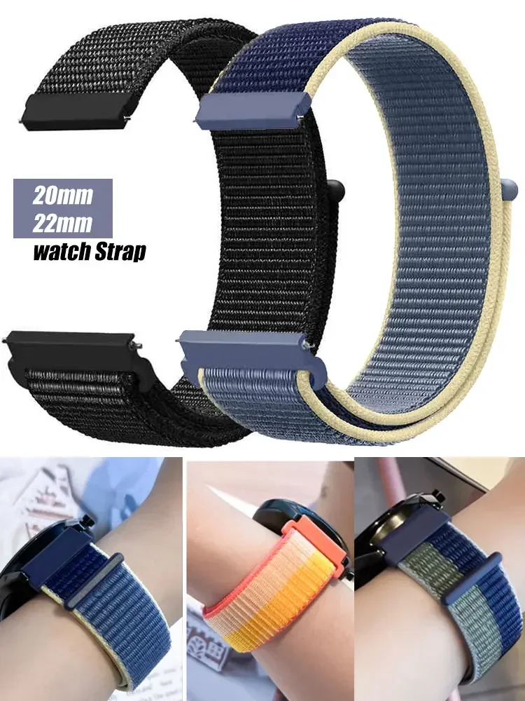 20mm 22mm Band For Samsung Galaxy Watch 7/FE/6/5/4/5pro/4/6 Classic Nylon loop sport bracelet huawei watch GT 5-4-2-2e-3 Strap