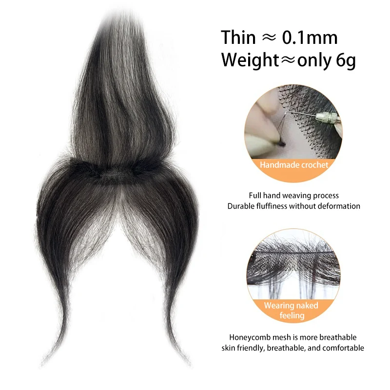 ผมมนุษย์ธรรมชาติหน้าผาก Fringes ผม Bangs 3D ภาษาฝรั่งเศสคํา Bangs วิกผมสําหรับผมผู้หญิงชิ้นหัวผ้าม่านชิ้นแปดรูป Bangs