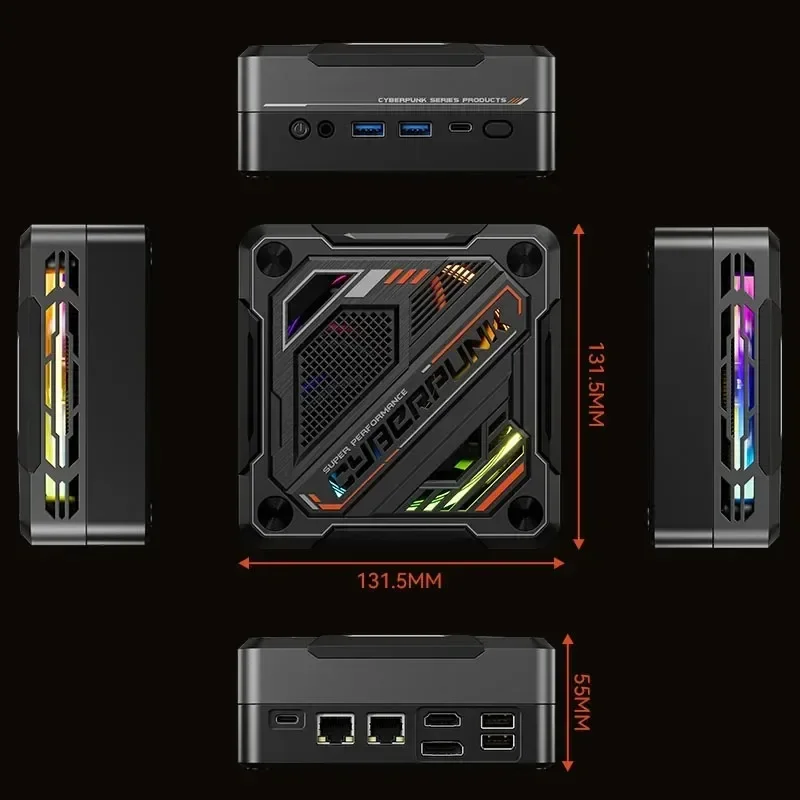 Mini PC AMD Ryzen 7 7840HS, Até 5.1GHz, 8 Núcleos, 16 Threads, Win 11, DDR5, 5600M, NVME, SSD, PCIE 4.0, WiFi 6, BT5.2