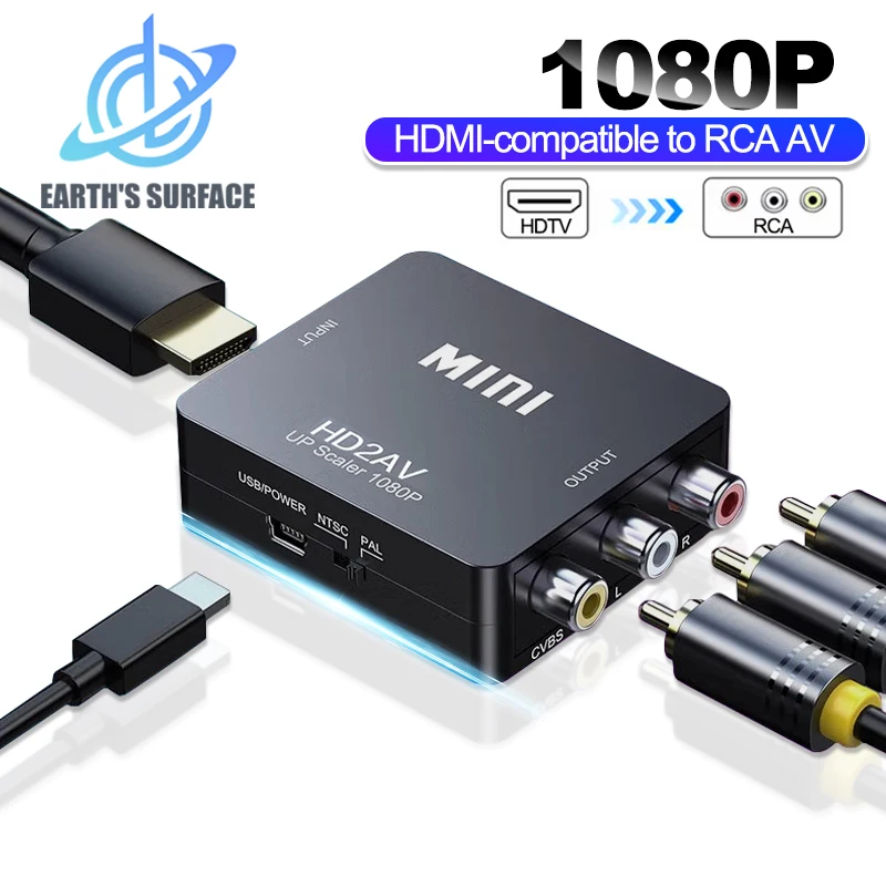 1080P HDMI-compatible to RCA AV Adapter RCA AV to HDMI-compatible CVSB LR Video Composite AV Scaler Converter for PC TV Xbox PS3