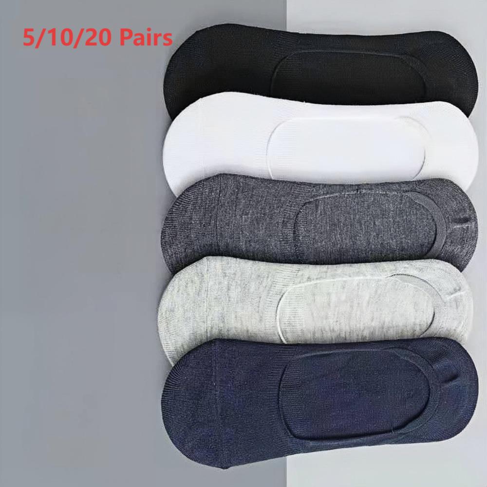 5/10/20 pares de calcetines náuticos de verano para hombre, calcetines finos de boca poco profunda que absorben el sudor y a prueba de olores