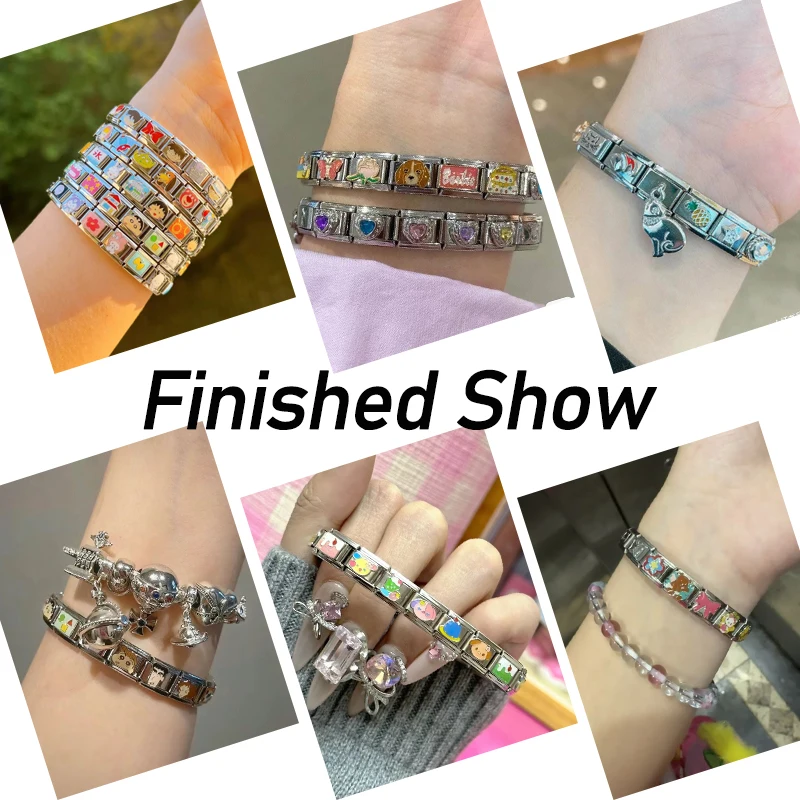 イタリアブレスレットチャームゴールドステンレス鋼弾性リンクバングル 9 ミリメートル幅ハンドチェーン DIY モジュールブレスレット作成ジュエリーギフト
