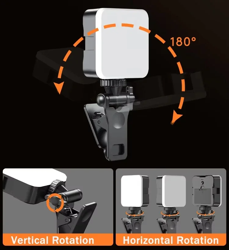 Luce selfie a LED portatile con clip Luce di riempimento ricaricabile a 3 modalità per smartphone Computer portatile Videoconferenza Streaming live