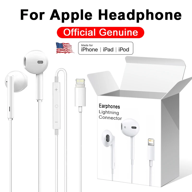 Originele Hoofdtelefoon Voor Apple iPhone 16 15 14 13 11 12 Pro Max Plus In-Ear Lightning 3.5MM Bedrade Bluetooth Oortelefoon Accessoires