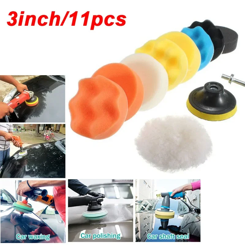 11 Stuks 3Inch Samengestelde Polijstkussens Snijden Sponzen Pads Kit Voor Auto Buffer Polijstmachine Compounding En Harsen