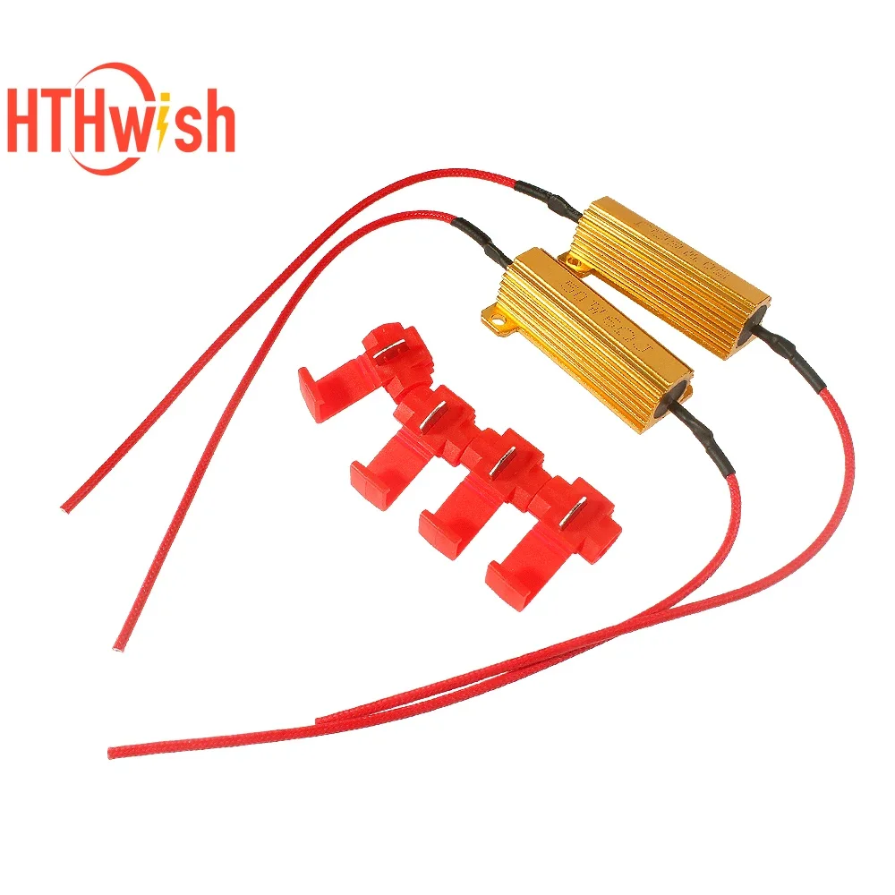 2/4 juegos 25W 50W decodificador LED Canbus para coche 8ohm 6ohm resistencias de carga para señal de giro de automóvil linterna lámpara de placa de matrícula resistencia