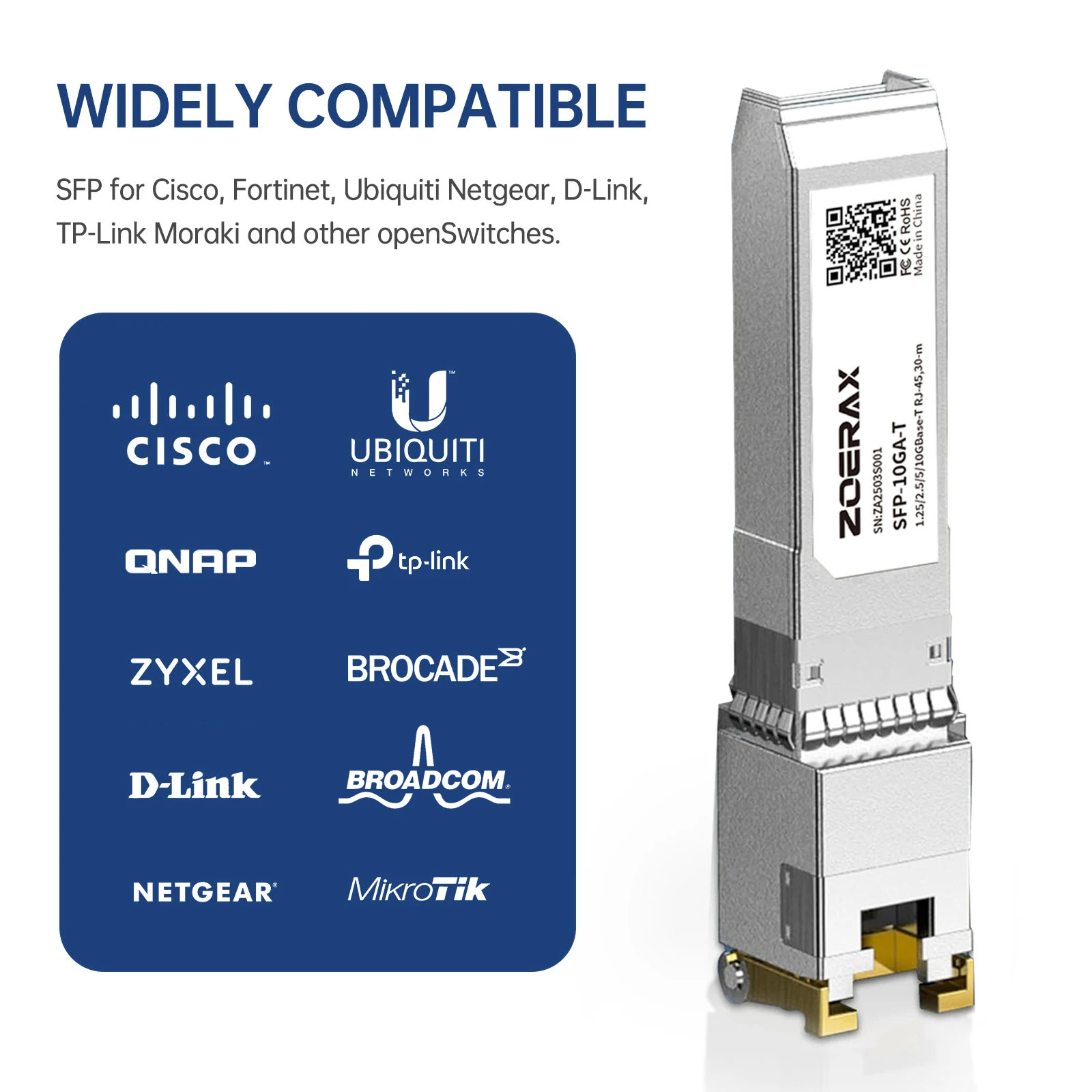 Natalink 10G/2,5/1,25G GBASE-T SFP+ zu RJ45 CAT.6a Transceiver Modul Auto-Negotiation Ethernet Modul SFP+ Kupfer Kabel Adapter