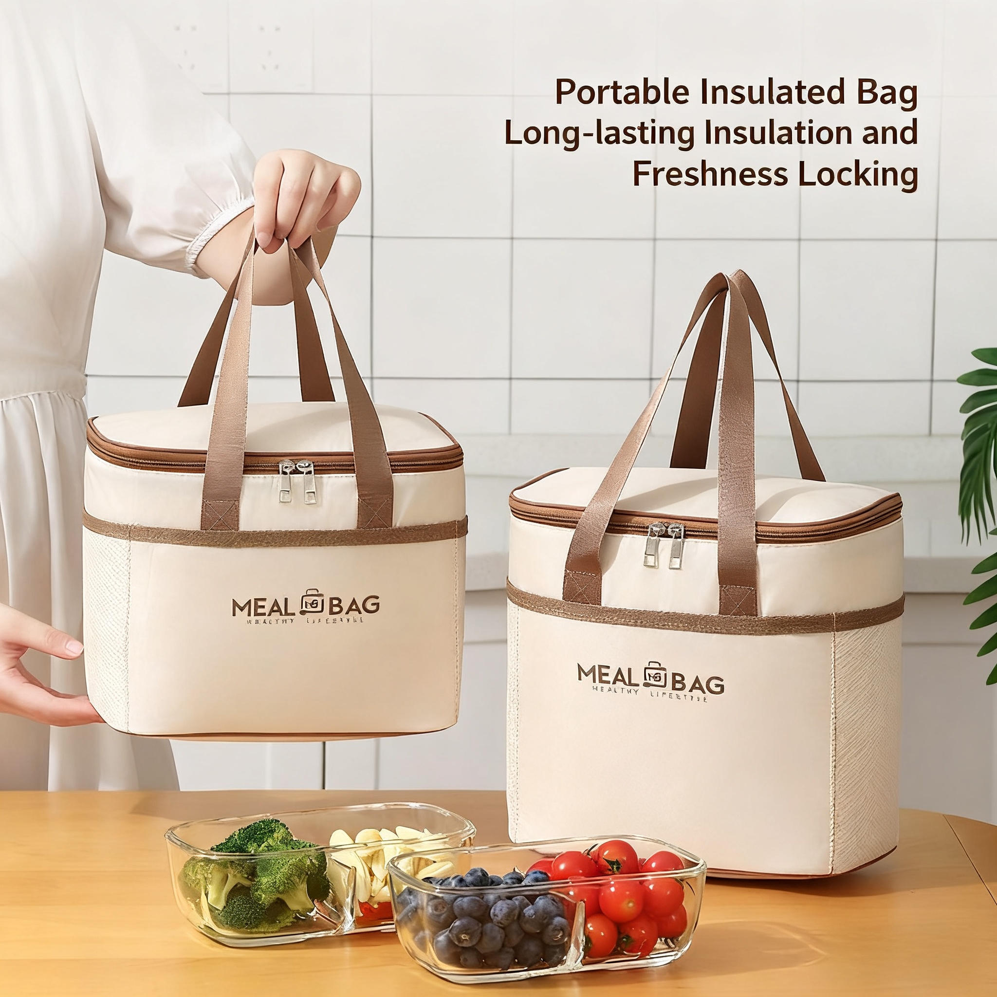 Borsa per il pranzo portatile Scatola isolata per alimenti Scatola isolata con tracolla impermeabile, borsa per il pranzo portatile, alluminio frescomA-DH