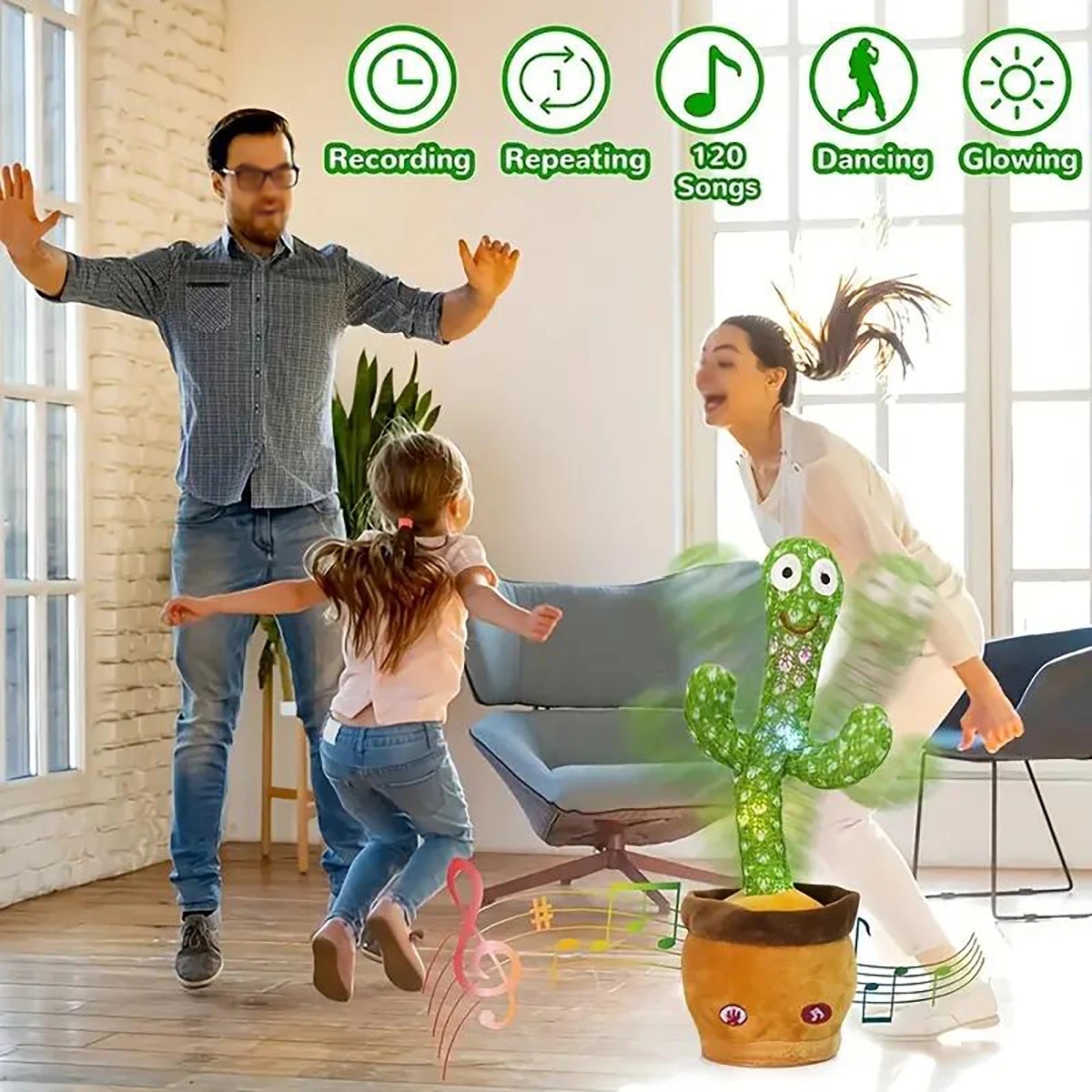 1pc-Dancing Talking Cactusของเล่นสําหรับเด็กทารกและเด็กหญิง,ร้องเพลงเลียนแบบการบันทึกซ้ําสิ่งที่คุณพูด Sunny Cactus Up Plus