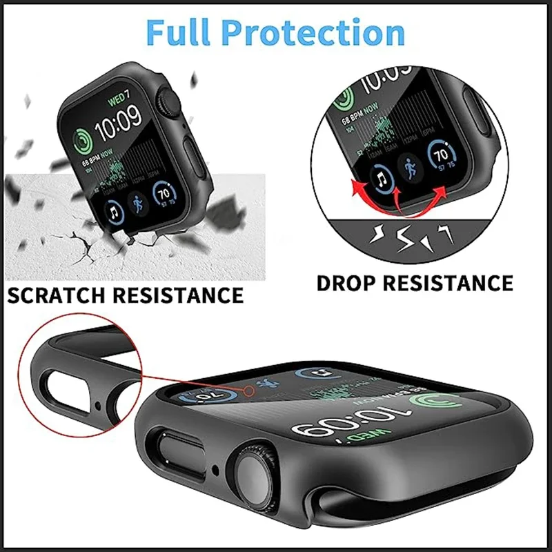 ガラス + マット時計カバー Apple Watch ケース 45 ミリメートル 41 ミリメートル 44 ミリメートル 40 ミリメートル 42 ミリメートル 38 ミリメートルバンパー + スクリーンプロテクター Iwatch SE 9 8 7 6 5 4 3 2