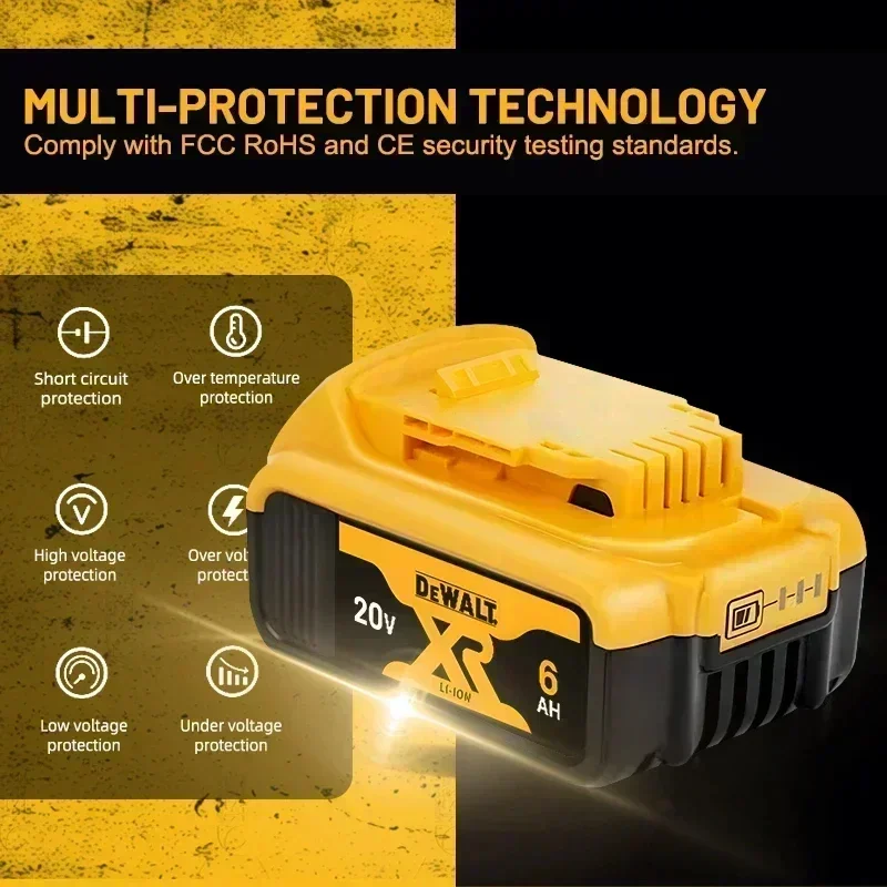 100% Genuine Dewalt 20V Battery, 2AH 5AH 6AH Rechargeable Lithium Ion Battery, Dewalt DCB200 Power Tool Replacement Battery