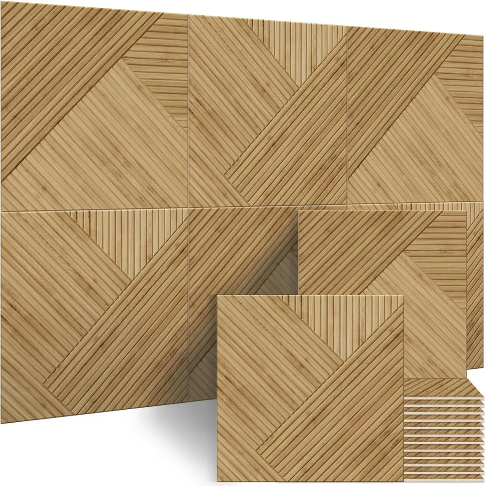 Large Acoustic Panels, 6 Pack Wood-Pattern Printing Soundproof Wall Panels, Total Size 70.8 x 47.2 Inches Self-Adhesive Dec