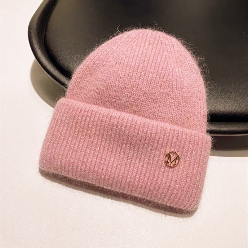 Autumn and Winter M Standard Rabbit Fur Warm Plush Thick Knitted Hat Korean Version Couple Cotton Hat says Soft and Comfortable