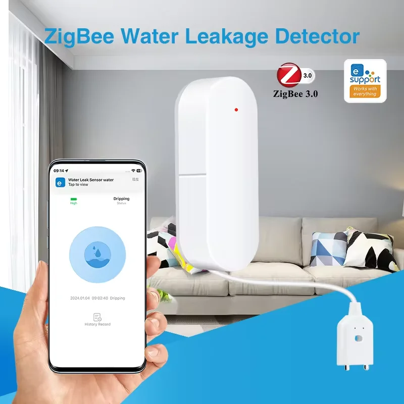 Ewelink Zigbee Smart Waterpeil Sensor Lekkage Alarm Overstromingslek Detector App Controle Water Waarschuwing Overflow Alarm Beveiligingssysteem