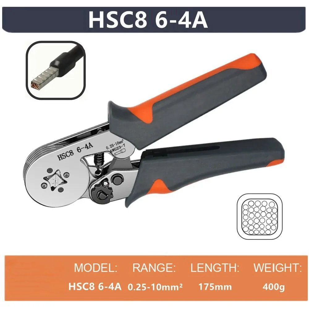 Ferrule Sleeves Terminal Crimping Tools Mini Electrical Pliers HSC8 6-4/6-6(0.25-10mm²/0.25-6mm²) Wire Connection Repair Clamp