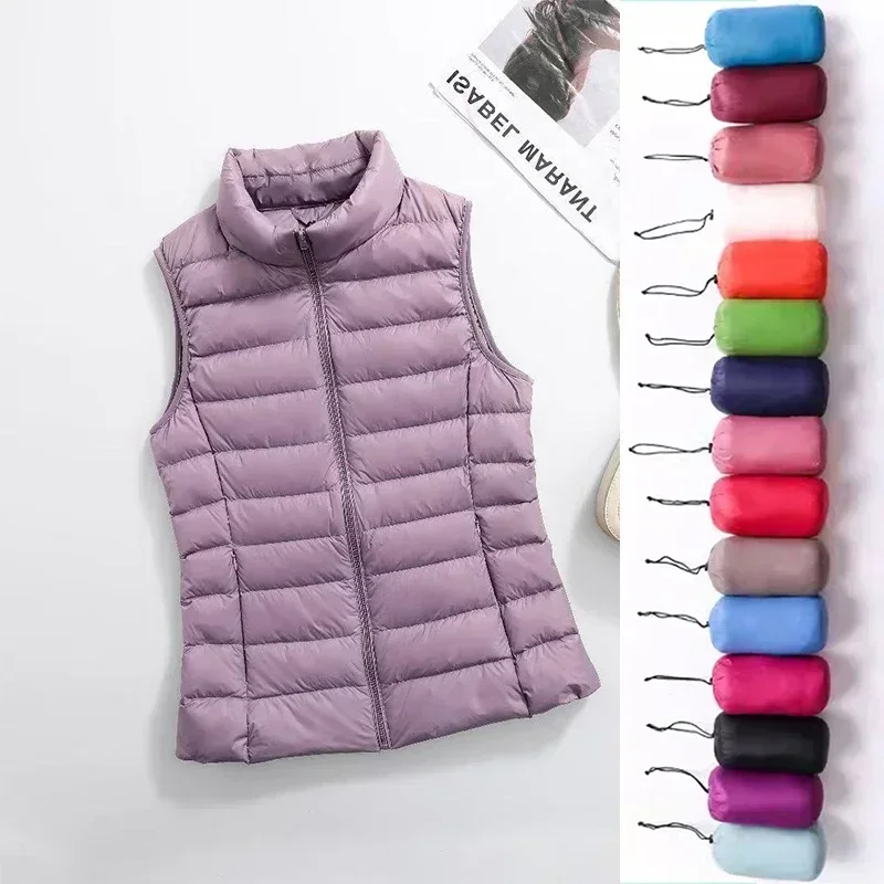11 Farben Frauen Weste neue Frühling weibliche wind dichte leichte warme Weste ärmellose Puffer Mantel weiße Ente Daunen Parka