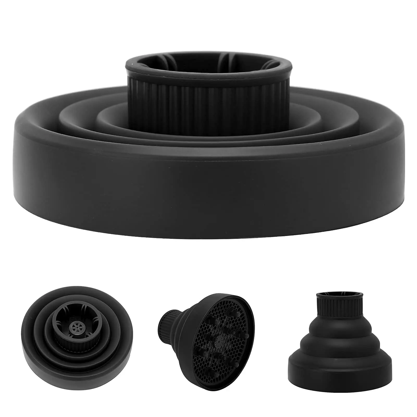 Nouvel outil de Salon noir universel Silicone sèche-cheveux diffuseur couverture réglable résistant à la température dispersion sèche-cheveux