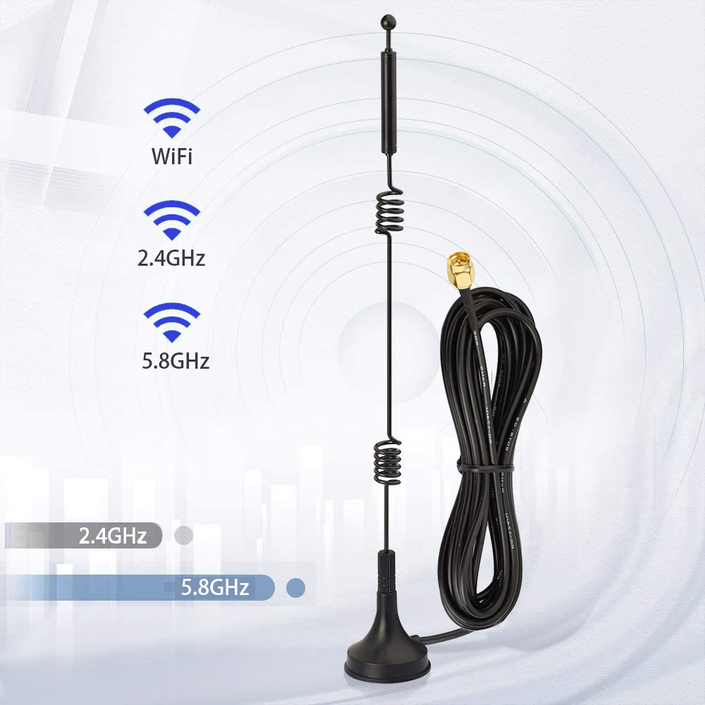WiFi de doble banda 2,4 GHz 5GHz 5,8 GHz 12dBi Base magnética MIMO RP-SMA antena macho para enrutador WiFi tarjeta de red inalámbrica