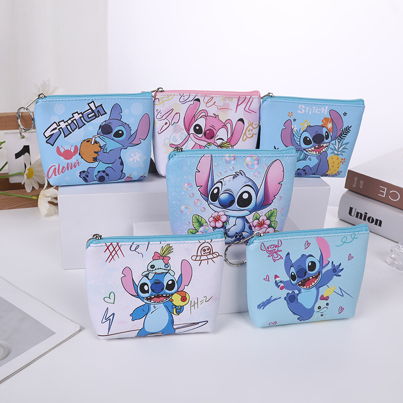 Nieuwe Disney Cartoon Stitch Portemonnee Anime Pu Sleutelhoes Munt Opbergtas Kinderen Portemonnee Mini Kerst Verjaardagscadeautjes voor Kinderen