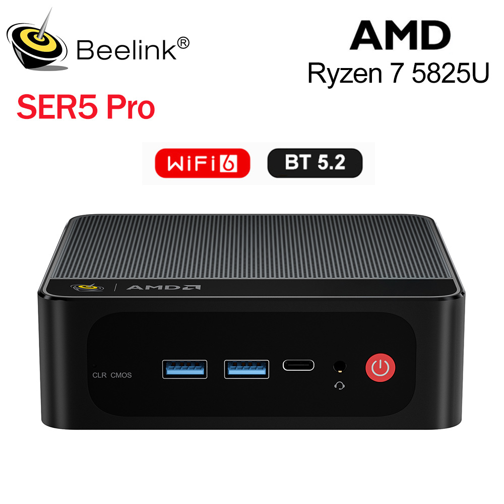 Beelink SER5 ProRyzen7 AMD 5825U/5850U SER5 Max 5800H Mini PC DDR4 16GB RAM 500GB SSD 5500U WiFi6 4K HD Desktop Gaming Computer