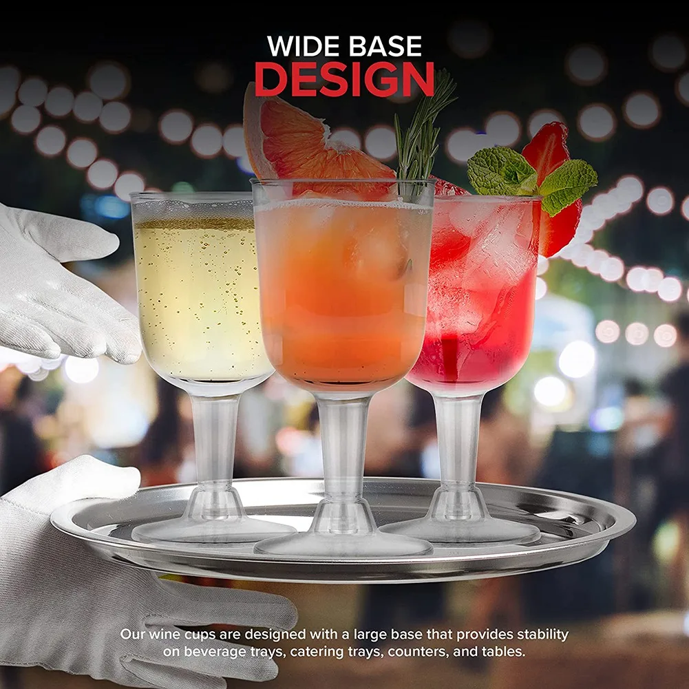 Bicchiere da vino in plastica trasparente riciclabile-calice da vino infrangibile-bicchieri usa e getta e riutilizzabili per Dessert Champagne 12 pezzi