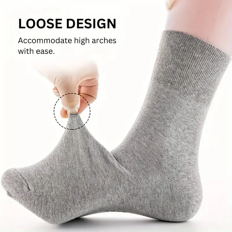 7 Pairs Man Non Binding Diabetes Socks Comfortable Breathable Socks Suitable For Elderly Man For Fat Feet Men Plus Size39-48