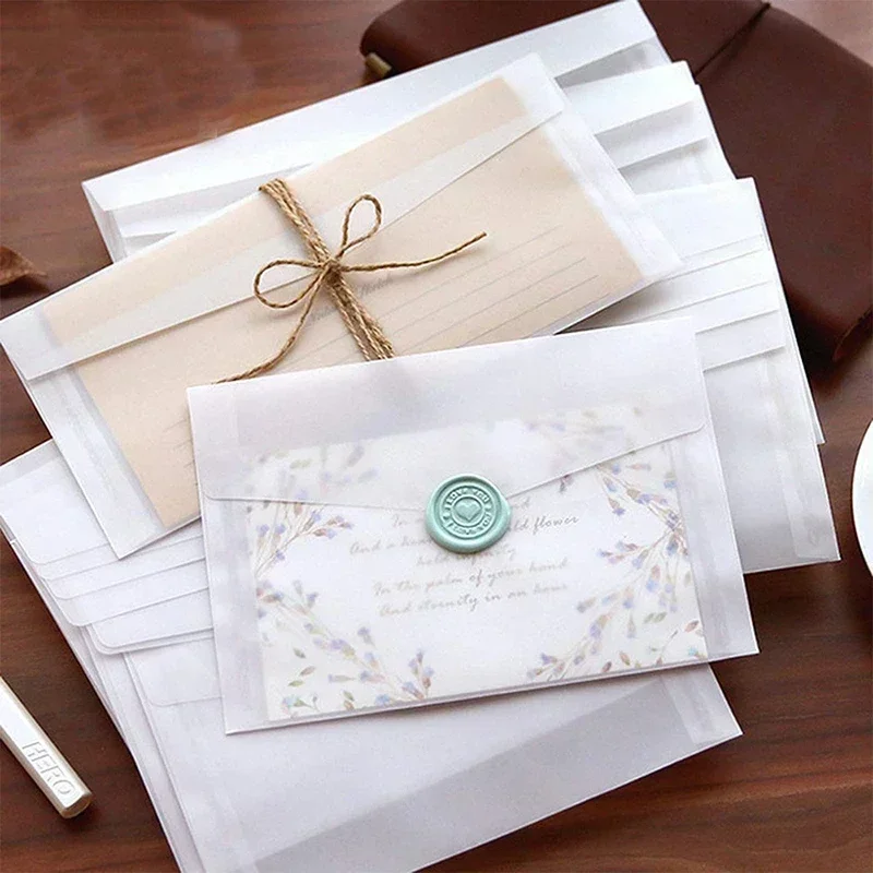 10pcs/set Translucent Envelopes Frosted Small Fresh Invitation Card Cover for Party Wedding Writing Paper Letter Pads Envelope