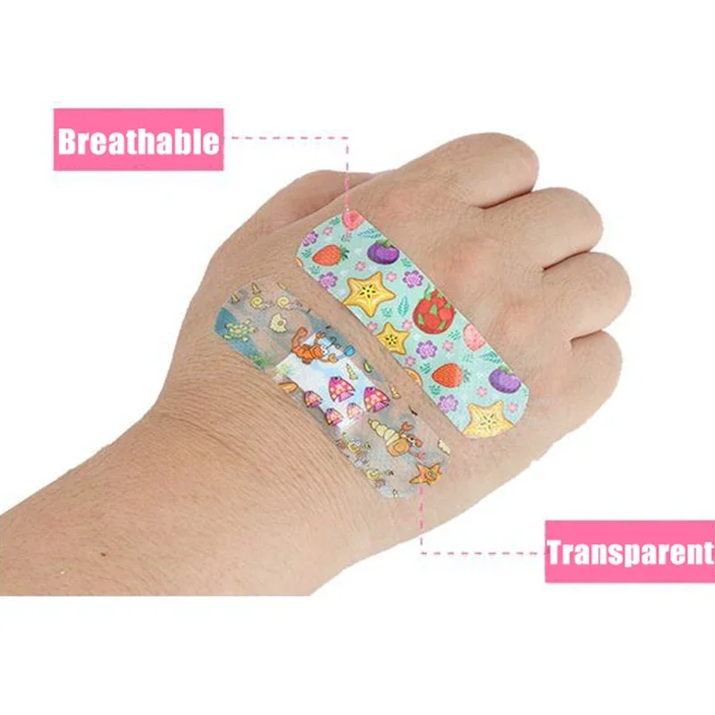 100 pçs crianças ataduras em massa crianças bonito dos desenhos animados ataduras tiras adesivas flexíveis médicas à prova dwaterproof água respirável para crianças
