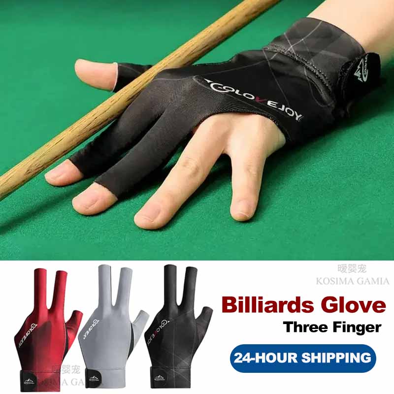 1 Stück Billard-Handschuhe mit offenem Finger, atmungsaktives Polyester, Snooker-Pool-Handschuh, verstellbarer Aufkleber, glatt, weich, leicht, Amateurzug