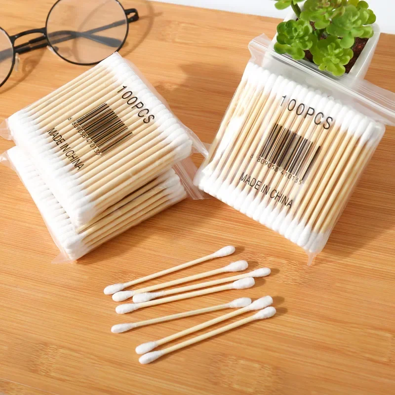 คู่ Cotton Buds เคล็ดลับ Sticks จมูกหูทําความสะอาด Health Care เครื่องมือหัวไม้ผ้าฝ้าย Swab ผู้หญิงแต่งหน้าลิปสติก Ватло