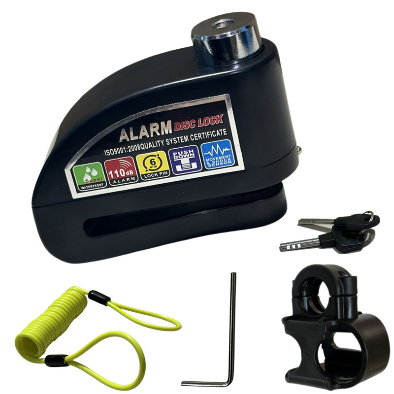 Waterproof Motorcycle Alarm Lock Bike Scooter Security Anti-theft Lock Motorbike Disc Brake Lock +Lock Bracket+Reminder Rope