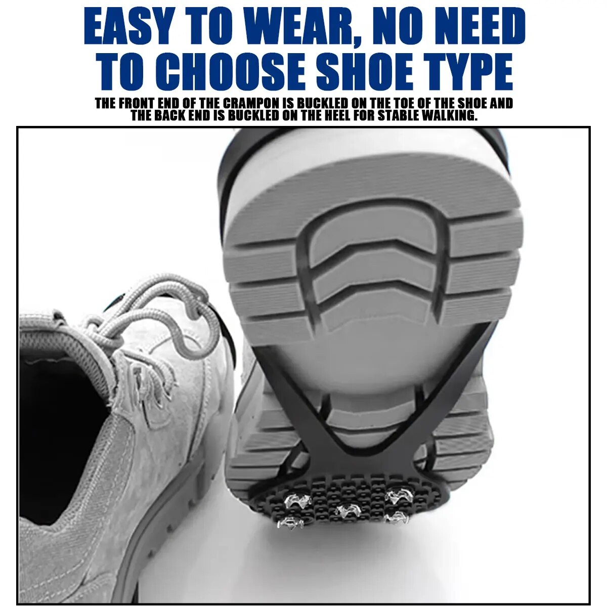 1 ペア 5 スタッド滑り止め氷雪キャンプウォーキングシューズ冬の安全ブーツユニバーサルプロフェッショナルクライミングアイゼン