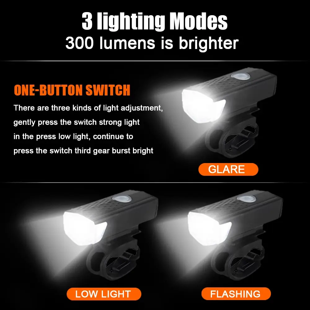 MTB Bike Front Lights USB LED Recarregável Impermeável Mountain Bike Farol Bicicleta Luz Aviso Ciclismo Acessórios