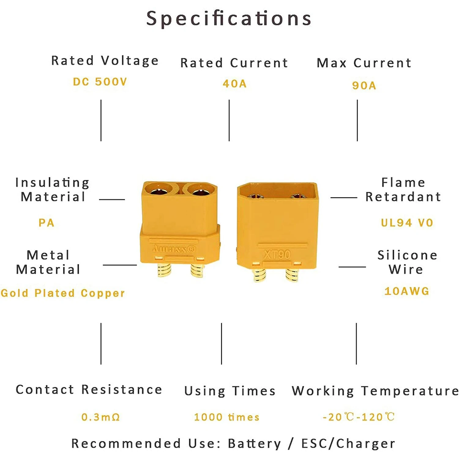 5 pairs amass xt90 XT-90 xt90h männlich und weiblich kugel stecker für rc lipo batterie motor, esc und ladekabel