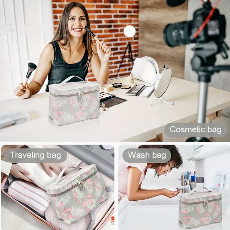Bolsa de almacenaje de maquillaje de mano, impermeable, portátil, multifuncional, organizador de limpieza de cosméticos de viaje, estuche de exposición de joyería